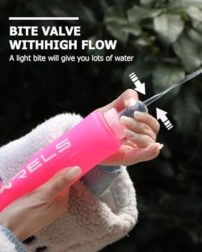 Pink 250ML Soft TPU Collapsible Water Bottle - Reusable Hydration Flask for Running Hiking Cycling