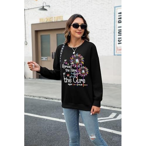 EGELEXY Breast Cancer Awareness Sweatshirt Women Pink Ribbon Cancer Outfits October Fight Cancer Pullover Tops