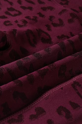 AUROLA Leopard Seamless Athletic Shorts with Pockets - Medium Leo Black Cherry