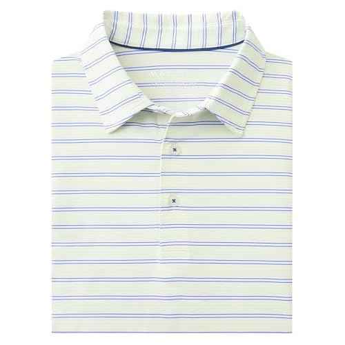 M MAELREG Mens Golf Shirts Dry Fit Moisture Wicking Performance Sports Short Sleeve Striped Collared Polo Shirts for Men