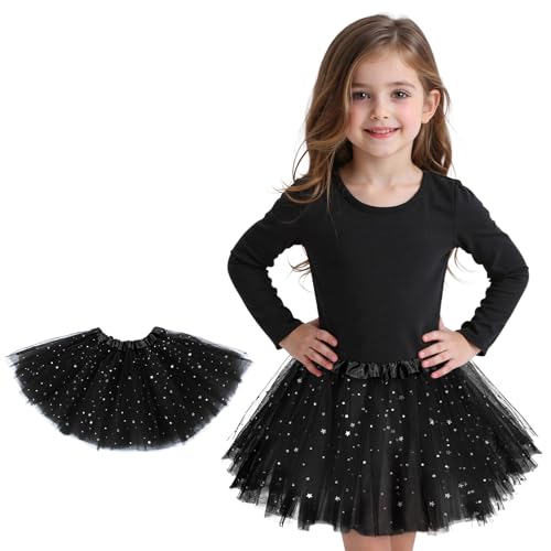 Toddler Girls Sparkly Tutu Skirt 2-8 Years Black Halloween Costume Variation