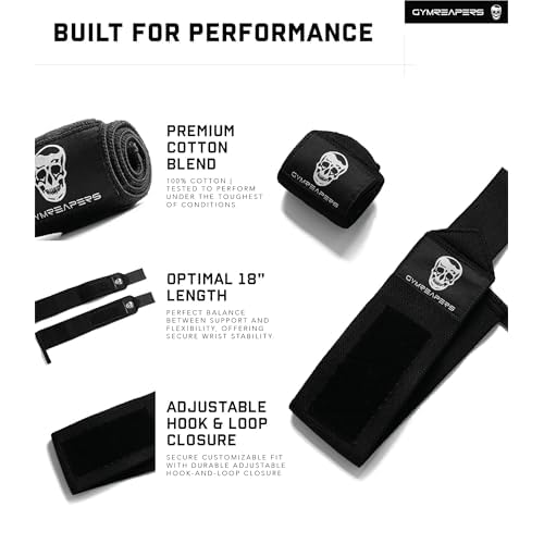 Gymreapers Weightlifting Wrist Wraps (IPF Approved) 18" Professional Quality Wrist Support with Heavy Duty Thumb Loop - Best Wrap for Powerlifting Competition, Strength Training, Bodybuilding