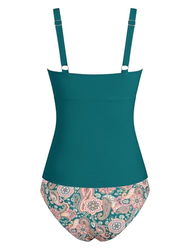 Medium Peacock Blue Twist Front Tankini Swimsuit for Women Slimming & Ruching