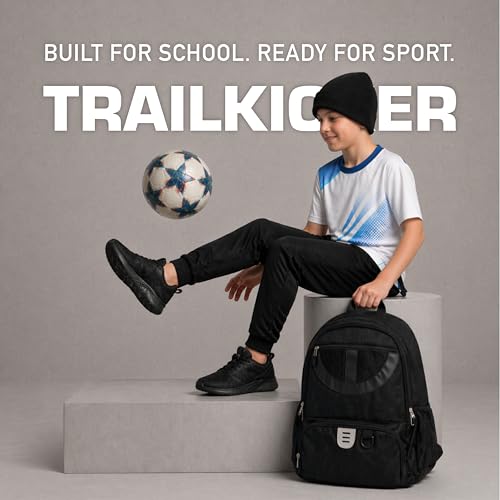 Large Black Sports Backpack with Ball & Shoe Compartments - Lightweight & Breathable
