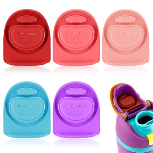 5pcs Replacement Stopper for Owala FreeSip 24/32oz, BPA Free Water Bottle Top Lid Gasket Part for Owala 16/19/24/32/40oz Silicone Seal Bottle Cap Mouth Bottle Sealing Gasket Plug Accessories(5 Colors)