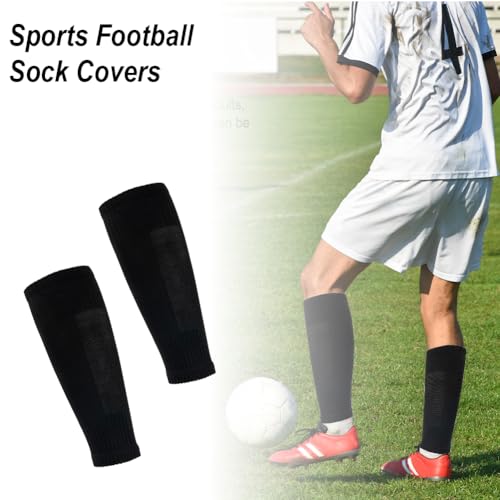 Black Soccer Shin Guard Sleeves 4 Pairs for Youth & Adults - Breathable & Elastic