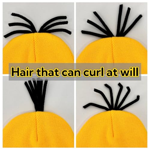 3Pcs Halloween Costumes Accessories for Men Women Adult Cosplay, Goggles Glasses Yellow Hat Black Gloves