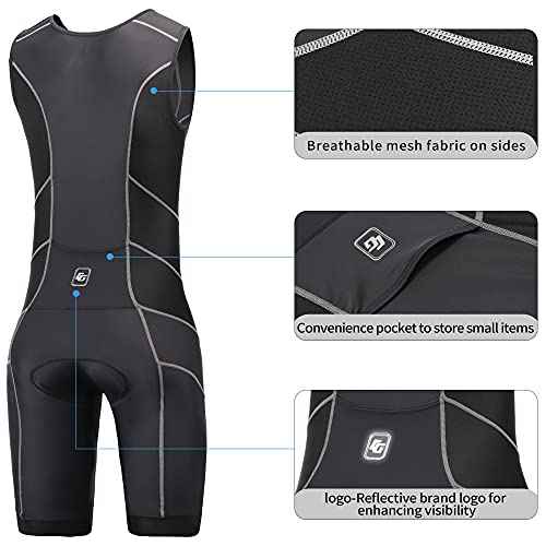 Triathlon Suits Mens One-Piece Sleeveless Trisuits Skin Wet Suit for Running Cycling Swimming