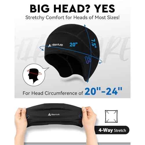Hikenture Skull Cap Helmet Liner with Glasses Holes, Winter Thermal Cycling Cap for Men & Women, Cycling Hat Beanie