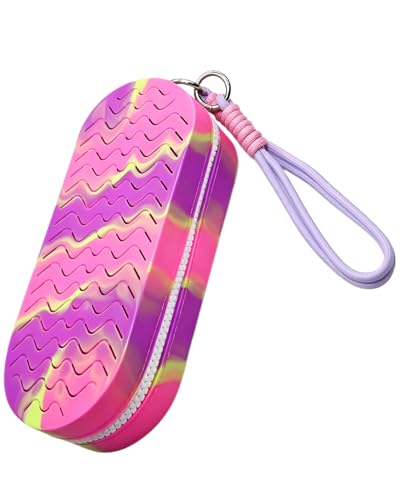 Large Ventilated Swim Goggle Case - Silicone with Drainage Holes - Purple Pink Yellow Gradient