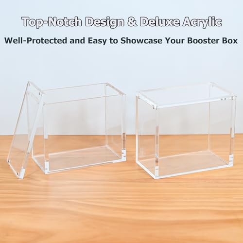 3-Pack Acrylic Booster Box Case with Magnetic Lid - UV & Dustproof, 8mm Thick