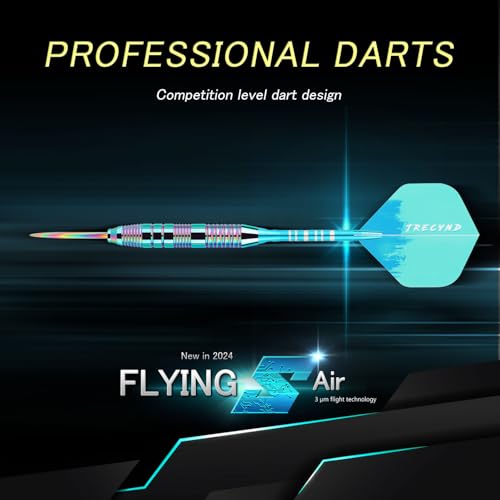 Professional Metal Dart Set 22g with Aluminum Shafts, Steel Tips & Vibrant Flights - Green Blue