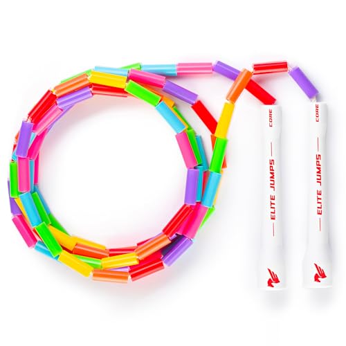Adjustable Rainbow Beaded Kids Jump Rope - 8ft Tangle-Free Exercise Rope