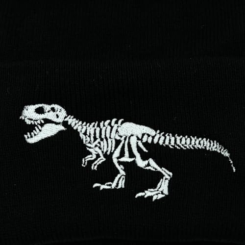 Black Beanie Hat for Men Women Embroidered Knit Winter Beanies Cap