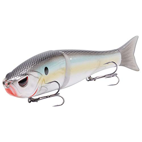 Bassdash 7-Inch Jointed Swimbait Set - White Shad, Threadfin, Blue Gold, 3-Pack