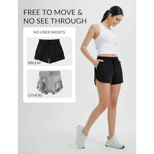 baleaf Women's 3.5" Running Shorts Quick Dry with Zipper Pocket Liner Shorts Gym Workout