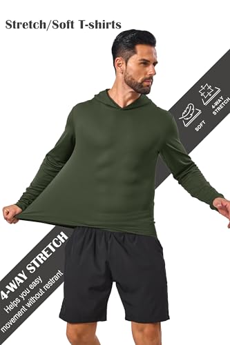 Sun Protection Hoodie for Men UV Long Sleeve Shirt X-Large - Navy/Wine/Olive/Black/Grey