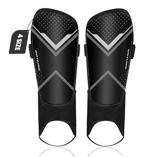 Soccer Shin Guards for Kids & Adults with Ankle Protection - Black, Large