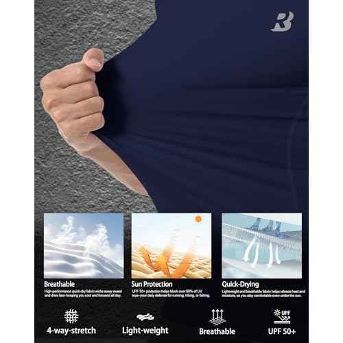 Roadbox Compression Shirt Men Short Sleeve, Cool Dry Base Layer Athletic Undershirts, Workout T-Shirt for Sports Gym Running