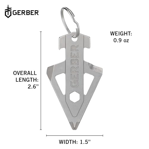 Gerber Broadhead EDC Keychain Multi-Tool Silver - 5-in-1 Pocket Carry