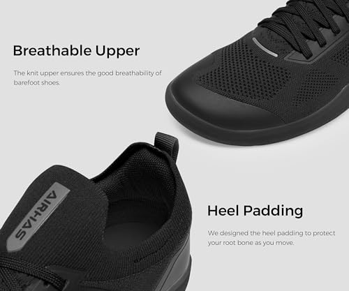 Men's Barefoot Minimalist Shoes Black 14 - Zero Drop Anatomical Toe Box