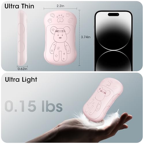 Rechargeable Hand Warmers 2 Pack, WXX 2 in 1 Electric Hand Warmer, 6000mAh Portable Pocket Warmers Dual-Sided Safe Heating, Electronic Winter Gifts for Men Women Kids, Golf, Outdoors