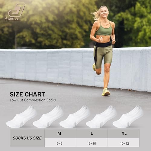 Amutost Women's No Show Socks 5-8 Pairs White Anti-Slip Cushioned Breathable