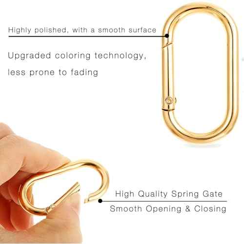12 Pieces Carabiner Clip Set for Keychain Bag Handbag Crafts, 1.5 and 1.0 Inch, Purse Clip, Gold Plated