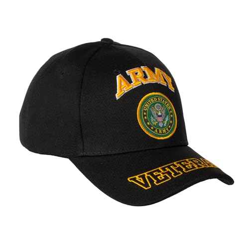 Artisan Owl Officially Licensed US Army Emblem with Veteran Shadow Embroidered Baseball Cap