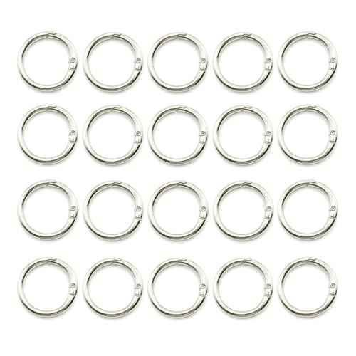 20 Pack 0.75 Inch Keychain Clips£¬Round Small Carabiner Clip for Key, Metal Keyring Hook Buckle Clip (Silver)