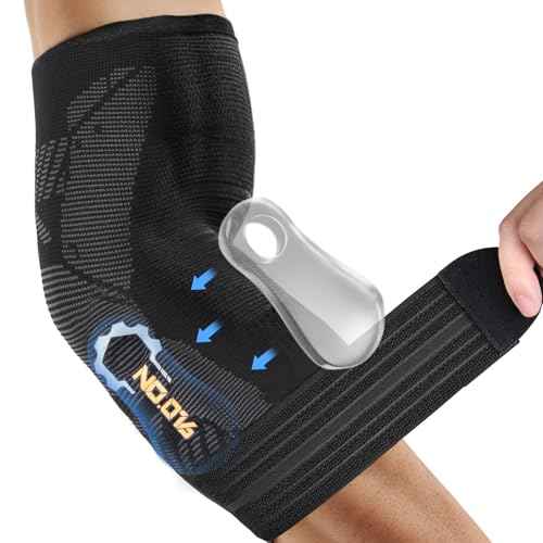 Elbow Brace Support - Elbow Compression Sleeve with Gel Pad for Tennis/Golfer's Elbow Pain Relief, Arthritis, Bursitis, Tendonitis & Muscle Strain (Left Hand)