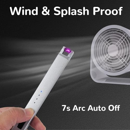 4 Pack Electric Candle Lighter USB Rechargeable Lighters Windproof Plasma Arc Lighters Flameless Type C Long Lighter with Safety Switch for Candle BBQ Camping Birthday Fireworks