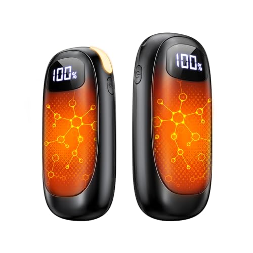 Hand Warmers Rechargeable 2 Pack, Electric Dual-Sided Heating with LED Display & Flashlight, Max 127¢µ, 13Hrs Long Lasting Pocket Heater for Raynauds, Hunting Essentials, Golf Gifts for Men Women