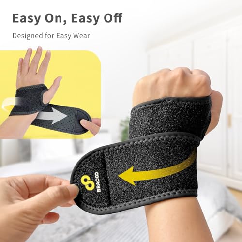 Black Carpal Tunnel Wrist Brace with Compression Wrap - Adjustable Support