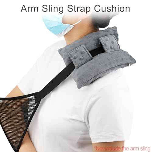 Neck Pad Strap Cushion Pillow for Arm Sling Comfort Shoulder Support Pad Rotator Cuff Replacemet Surgery Elbow Brace Carry Padded Cover Broken Wrist Hand Injury Cast, Minky Dot Dark Gray
