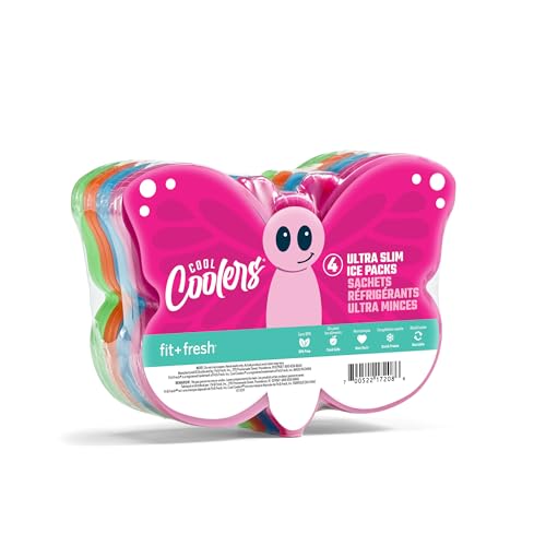 Kids Reusable Ice Packs Butterfly Shape 4 Pack for Lunch Boxes & Coolers