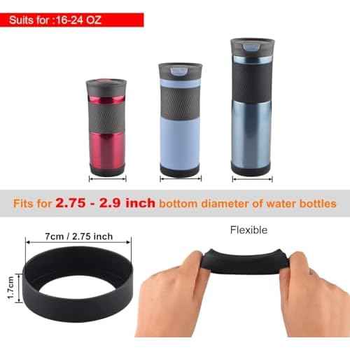 Cosmos 4 Pcs Silicone Protective Boot Fits 16-24 Oz Water Bottle & Tumbler for Travel Hiking Gym - Non-Slip Bottom Cover Sleeve & Bumper for Coffee Mug & Tea Cup - Fits 7cm Dia.