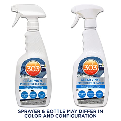 303 Products Marine Clear Protective Cleaner - Cleans and Protects Vinyl and Plastics, Provides Superior UV Protection, Prevents Yellowing and Cracking, 32oz (30215)