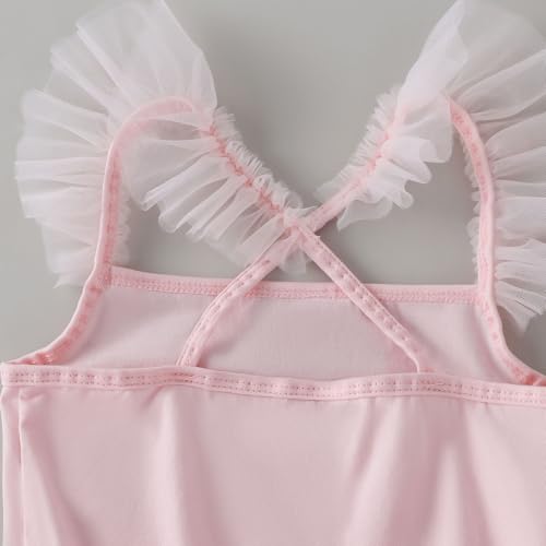 Girls Ballet Leotard with Removable Tutu Skirt Dance Outfit - Pink, 4-5T