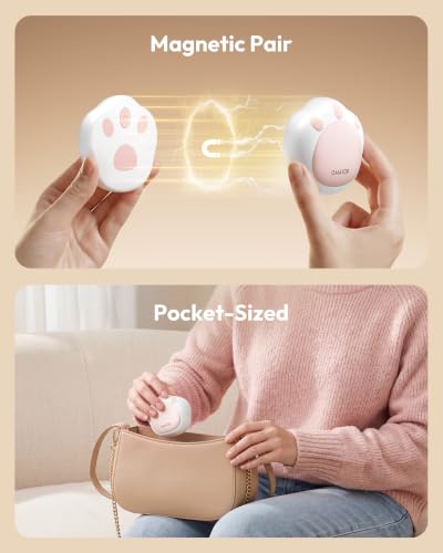 Rechargeable Hand Warmers 2 Pack with Cat Paw Design - White, Standard
