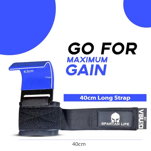 Victorbudo USA Weight Lifting Hooks Heavy Duty Power Lifting Wrist Straps Pull Ups Deadlift Grips Power Lifting Hooks Padded Workout Straps for Weightlifting Gym Gloves for Men & Women (XL, Blue)