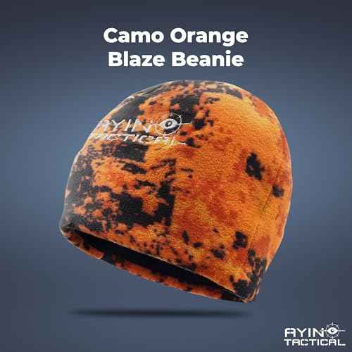 AYIN Hunting Beanie Hat, 2 in 1 Winter Knit Beanie for Men and Women, Reversable Black and Blaze Orange