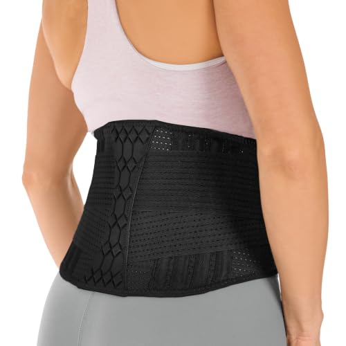 Lumbar Back Support Belt for Men & Women - Adjustable Breathable Mesh Brace - Medium Black