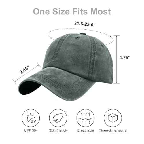 Womens Vintage Washed Distressed Baseball-Cap with Ponytail Hole Sport Golf Hat