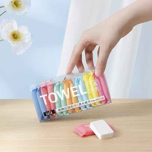 Compressed Towel, 14pcs Disposable Cotton Portable, Vacation Essentials Travel Home Outdoor Sports Multi-Purpose Towel (9.5x12 inch)