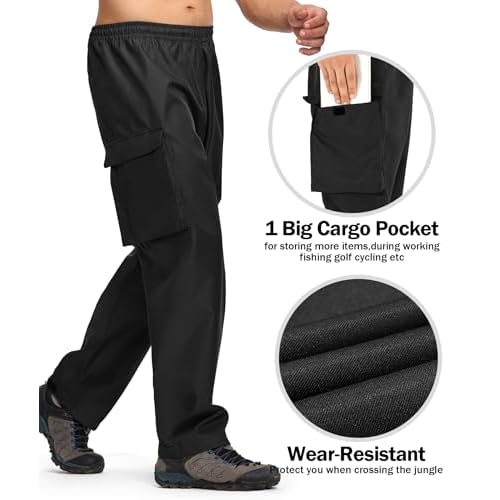 ZITY Men's Rain Over Pants Waterproof Heavy Duty Thick Hiking Pants Golf Pants with Lightweight Packable Bag
