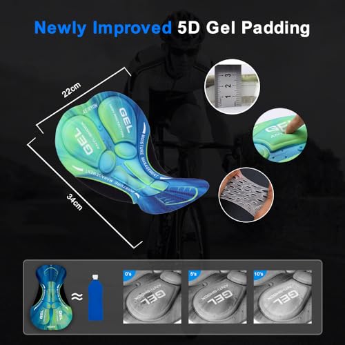 Men's Cycling Underwear Shorts 5D Padded Gel Mountain Bike Bicycle MTB Liner with Breathable, Quick Drying Shockproof