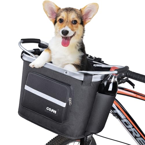 Detachable Bike Basket for Pets and Shopping - Black with Pocket