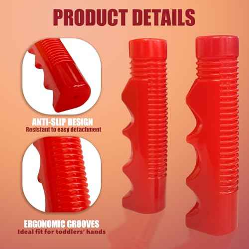 Handlebar Grips Replacement for Radio Flyer Tricycle,3/4 Inch Non-Slip Bike Handlebar Grips for Child,Red Replacement Push Handle Grips,Durable & Comfortable Bicycle Handlebars (1 Pair)