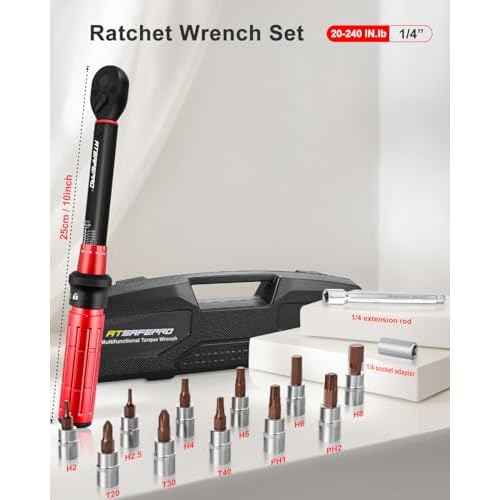 ATsafepro Inch Pound Torque Wrench-20-240 in.lb/2.3-27.1 Nm,1/4 Torque Wrench for Bike, Bicycle Maintenance,14-Piece Bike Torque Wrench Set,1/4 inch torque wrench-Dual Range Scales and Dual-Direction